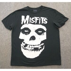 Misfits Shirt Mens Large Black Graphic Print Skull Crew Neck Tee Rock Band 80s